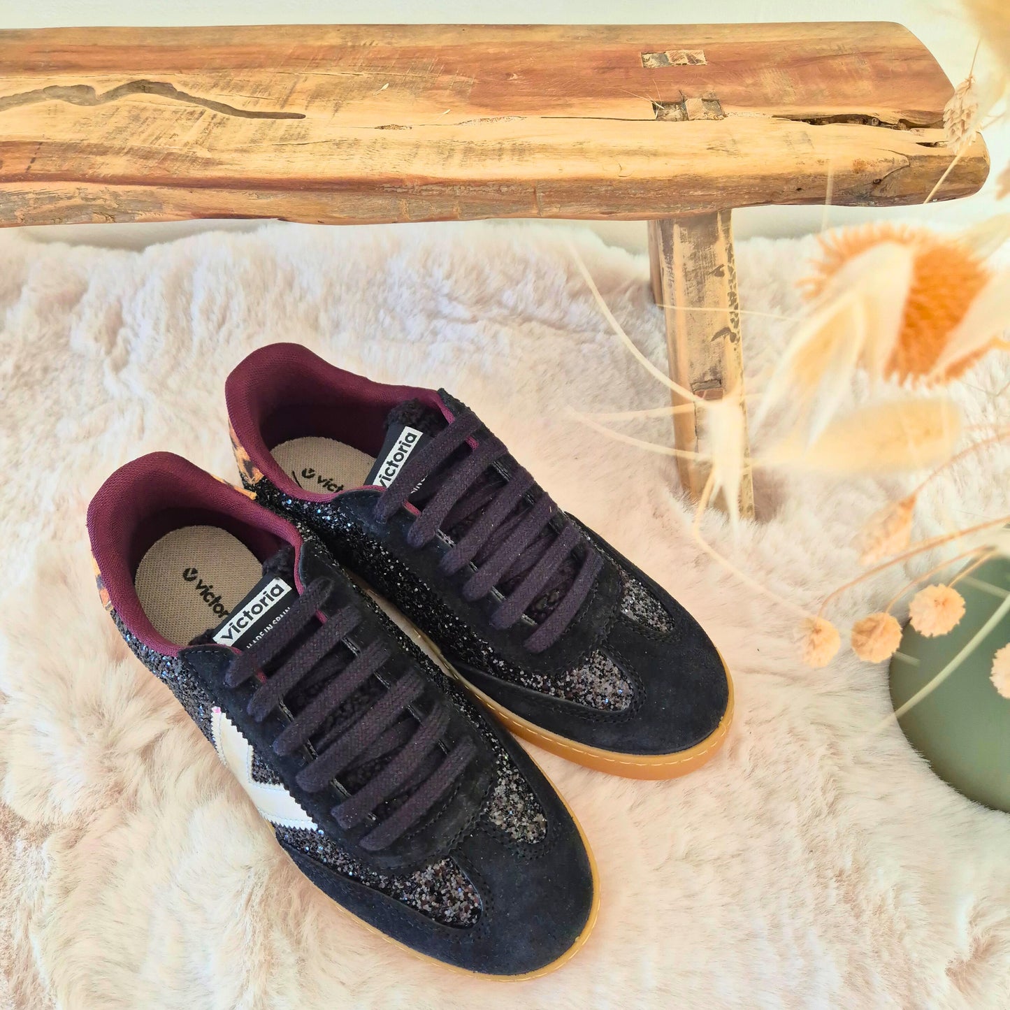 Baskets paillettes et imprimé animal